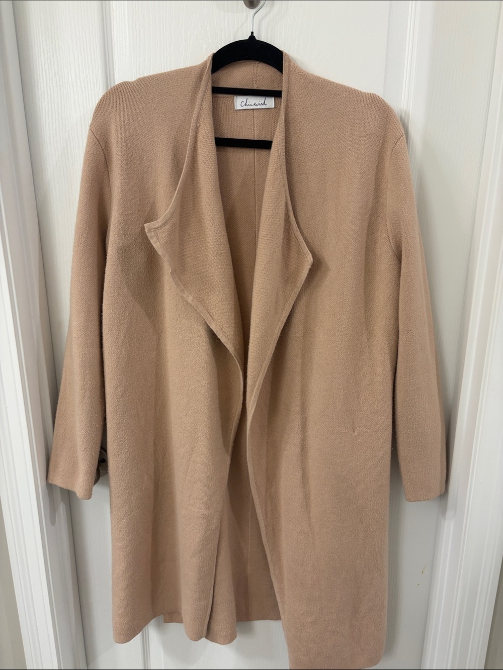 Chinti & Parker Camel Open-Front Knit Cardigan